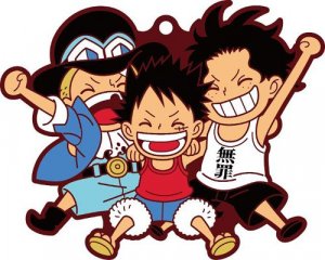 One Piece Luffy, Sabo and Ace Pairs Rubber Key Chain