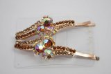 Hair Pins Amber Colored Jeweled Pair