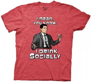 Archer I Drink Socially Men's Red T-Shirt
