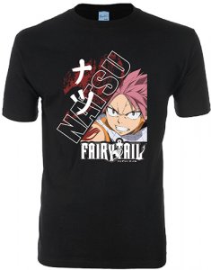 Fairy Tail Natsu Close Up Black Adult Men's T-Shirt