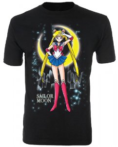 Sailor Moon In Front of the Moon Black Men's T-Shirt