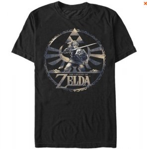 Zelda Triforce and Link Skyward Sword Black T-Shirt