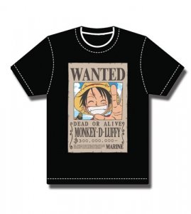 One Piece Luffy Wanted Sign T-Shirt Black Men's