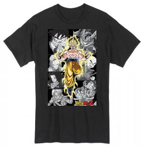 Dragonball Z Character Panels SS Goku Adult Men's T-Shirt