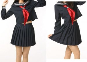 Sailor School Uniform Navy Blue with Red Scarf Women's Sizes