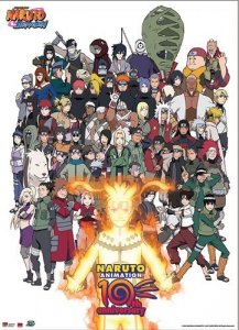Naruto Shippuden 10th Anniversary Cast Wall Scroll