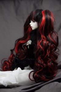 Doll Wig Meiko - Natural Black and Apple Red Blend