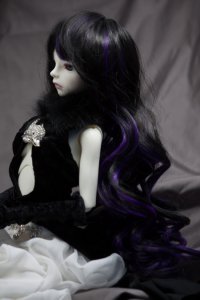 Doll Wig Meiko - Natural Black and Indigo Purple Blend