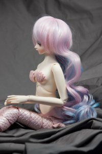 Doll Wig Meiko - Cotton Candy Pink and Sky Blue Blend