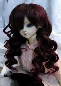Doll Wig Carly - Dark Brown and Burgundy