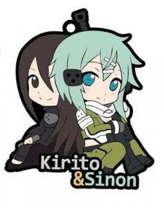 Sword Art Online Kirito and Sinon GGO Rubber Phone Strap
