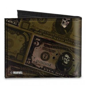 Marvel Deadpool 2012 Cover Pose with Dollar Bills Canvas Bifold Buckle Down Wallet
